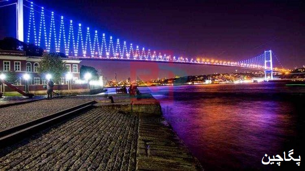 پل سلطان سلیم یاووز استانبول با نورپردازی خیره کننده اش در شب